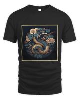 Surrealism Japanese Painting Ball Python Unisex Standard T-Shirt black s