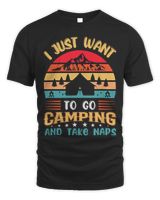 I Just Want To Go Camping And Take Naps Trees Unisex Standard T-Shirt black s