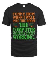Computer Starts Working Software Programmer IT Tech Graphic Unisex Standard T-Shirt black s