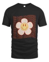 100th Day School Retro Groovy Happy Face 100 Days Brighter Unisex Standard T-Shirt black s