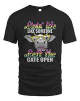 Livin' Life like Someone Left the Gate Open Cow Shirt Unisex Standard T-Shirt black s