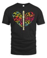 Flute Heart Flutist Gift Classical Music Flute T-Shirt