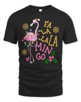 Flamingo Merry Christmas Fa La La Flamingo With Santa Hat Lights Xmas 99 Men's Standard T-Shirt black s