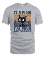 It's Fine I'm Fine Everything Is Fine Funny Cat Vintage Unisex Standard T-Shirt sport-grey s