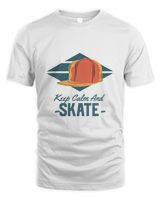 Keep Calm and Skate, Skateboarding T Shirt, Skateboarding Tank Top, Skateboarding Hoodie Unisex Standard T-Shirt white s
