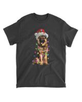 Merry Christmas German Shepherd Santa Hat Lights Unisex Standard T-Shirt black s