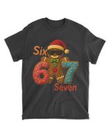 Gingerbread Six Seven 67 Christmas Crochet Ice Cream Drip T-Shirt | Funny Holiday Meme Tee Unisex Standard T-Shirt black s