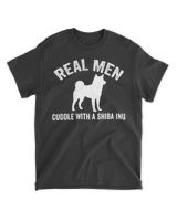 Real men cuddle with a Shiba Inu T-Shirt Unisex Standard T-Shirt black s