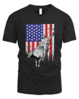 American Flag Bucking Bull Riding Men's V-Neck T-Shirt black s