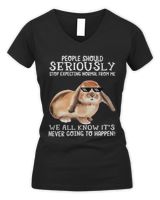 people should seriously stop expecting normal Women's V-Neck T-Shirt black s