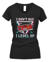 I Don't Age I Level Up Video Game Women's V-Neck T-Shirt black s