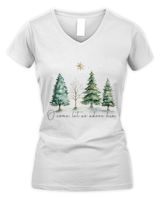 O Come, Let us adone him Women's V-Neck T-Shirt white s