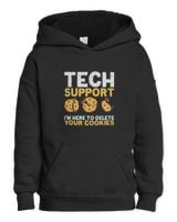 Funny Tech Support Delete Cookies Programmer Nerd Techie Kids Pullover Hoodie black xs