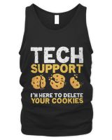 Funny Tech Support Delete Cookies Programmer Nerd Techie Men's Tank Top black s