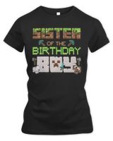 Sister Of The Birthday Boy Minecraft Women's Premium Slim Fit Tee black s