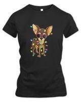 Chihuahua Christmas Tree Lights Dog Mom Dad Xmas Women's Premium Slim Fit Tee black s