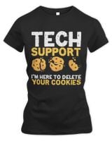 Funny Tech Support Delete Cookies Programmer Nerd Techie Women's Premium Slim Fit Tee black s