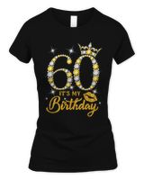 It's My 60th Birthday Shirt, Personalized Mom Shirt, 60th Birthday Gifts Birthday Gold Diamond Shirt For Women, Birthday Party Gift For Mom Women's Standard T-Shirt black s