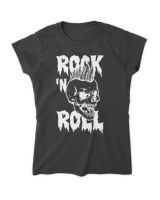 Rock And Roll Music T- Shirt Rock and Roll Skull pop art T- Shirt Women's Standard T-Shirt black s