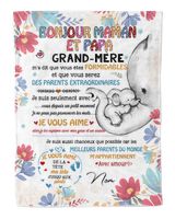 Bonjour maman et papa Cozy Plush Fleece Blanket white 30x40in