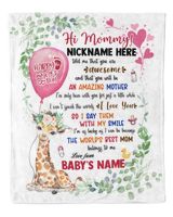 1st Mother's Day Gift, Gifts for New Mom, Personalized Hi MOMMY Cute Baby Girl Griraffe ,  Gift  for Newmom,  Safari Baby Shower, Jungle Nursery Blanket Cozy Plush Fleece Blanket white 30x40in