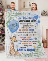 1st Mother's Day Gift, Gifts for New Mom, Personalized Hi MOMMY Cute Baby Boy Griraffe ,  Gift  for Newmom,  Safari Baby Shower, Jungle Nursery Blanket Cozy Plush Fleece Blanket white 30x40in