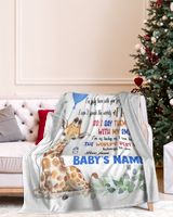 1st Mother's Day Gift, Gifts for New Mom, Personalized Hi MOMMY Cute Baby Boy Griraffe ,  Gift  for Newmom,  Safari Baby Shower, Jungle Nursery Blanket Cozy Plush Fleece Blanket white 30x40in