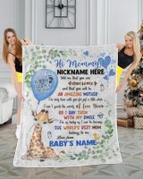 1st Mother's Day Gift, Gifts for New Mom, Personalized Hi MOMMY Cute Baby Boy Griraffe ,  Gift  for Newmom,  Safari Baby Shower, Jungle Nursery Blanket Cozy Plush Fleece Blanket white 30x40in
