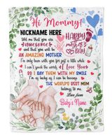 1st Mother's Day Gift, Gifts for New Mom, Personalized Hi MOMMY Cute Hand,  Gift  for Newmom,  Safari Baby Shower, Jungle Nursery Blanket Cozy Plush Fleece Blanket white 30x40in