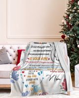 Bonjour maman et papa Cozy Plush Fleece Blanket white 30x40in