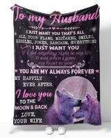 to my husband, love your wife to the moon and back Cozy Plush Fleece Blanket black 30x40in