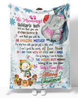 Personalized Hi MOMMY Elephant Cute Baby Girl,  Chritmas Gift from Grandma and baby for Newmom SNOW THEMES WITH GNOMES Merry Christmas Cozy Plush Fleece Blanket white 30x40in