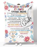 Bonjour maman et papa Cozy Plush Fleece Blanket white 30x40in