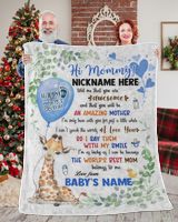 1st Mother's Day Gift, Gifts for New Mom, Personalized Hi MOMMY Cute Baby Boy Griraffe ,  Gift  for Newmom,  Safari Baby Shower, Jungle Nursery Blanket Cozy Plush Fleece Blanket white 30x40in