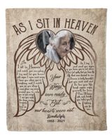 Personalized Custom As I Sit In Heaven Memorial Memory Photo Blanket Sherpa Fleece Blanket FBL09 Premium Mink Sherpa Blanket white 50x60in