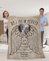 Personalized Custom As I Sit In Heaven Memorial Memory Photo Blanket Sherpa Fleece Blanket FBL09 Premium Mink Sherpa Blanket white 50x60in