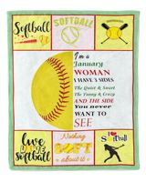 January Woman  Softball Blankets- Birthday Gifts- Softball Blankets- Softball Lovers Premium Mink Sherpa Blanket white 50x60in