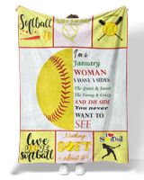 January Woman  Softball Blankets- Birthday Gifts- Softball Blankets- Softball Lovers Premium Mink Sherpa Blanket white 50x60in