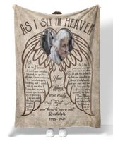 Personalized Custom As I Sit In Heaven Memorial Memory Photo Blanket Sherpa Fleece Blanket FBL09 Premium Mink Sherpa Blanket white 50x60in