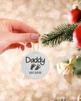 Personalized Custom New Dad Daddy Est Christmas Ceramic Ornament Porcelain Ornament - Circle white one-sided __single