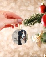 Personalized Custom Dog Pet Memorial Christmas Photo Ceramic Ornament ORN05 Porcelain Ornament - Circle white one-sided __single