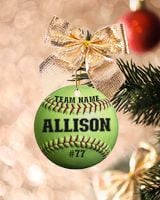 Personalized Custom Number Name Softball Ornament  Gifts For Christmas Porcelain Ornament - Circle white one-sided __single