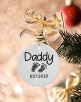 Personalized Custom New Dad Daddy Est Christmas Ceramic Ornament Porcelain Ornament - Circle white one-sided __single