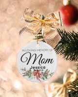 Personalized Custom Memorial Mom In Loving Memory of Mom Remembrance Ceramic Ornament Porcelain Ornament - Circle white one-sided __single