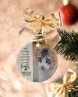 Personalized Custom Cat Pet Memorial Christmas Photo Ceramic Ornament Porcelain Ornament - Circle white one-sided __single