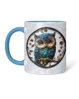 Personalized Beautiful Owl  Accent Mug Accent Mug blue-accent 11oz