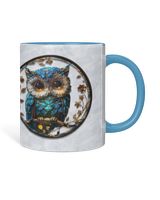 Personalized Beautiful Owl  Accent Mug Accent Mug blue-accent 11oz