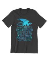 Dragon I Am Currently Unsupervised I Know It Freaks Me out Too but the Possibilities Are Endless Funny Drag Dragon Magical Men's Premium Tshirt black s