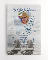 Personalized Custom As I Sit In Heaven Poem Butterfly Memorial Canvas Art FC20 Ready To Hang Portrait Canvas white 11x14in