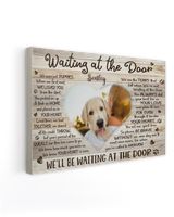 Personalized Custom Waiting At The Door Pet Dog Cat Memorial Canvas Art Poster TTH 001 Ready To Hang Landscape Canvas white 14x11in